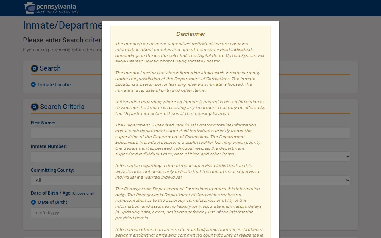 Pennsylvania state inmate locator used alongside Northampton County arrest records