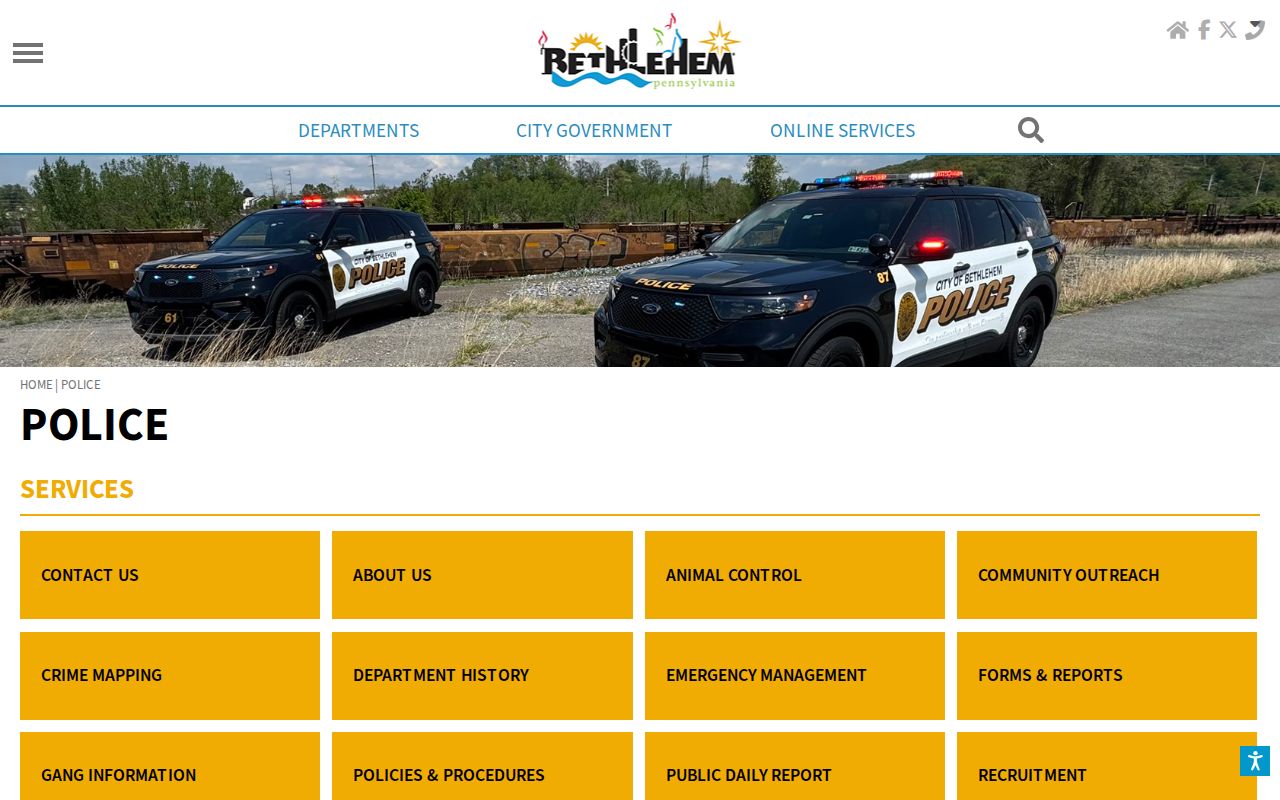 Bethlehem Police Department criminal records and public safety page