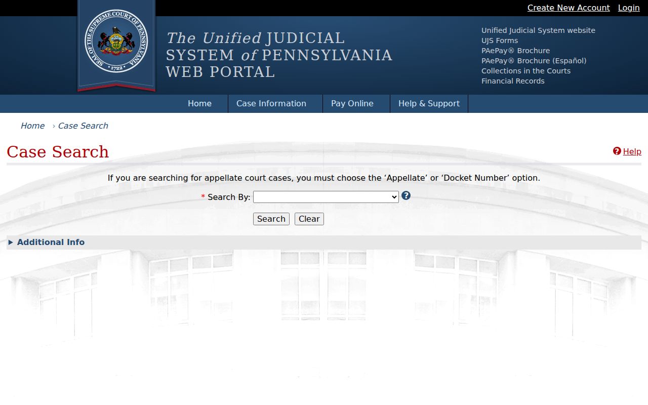 Northampton County criminal court case search on the UJS Portal